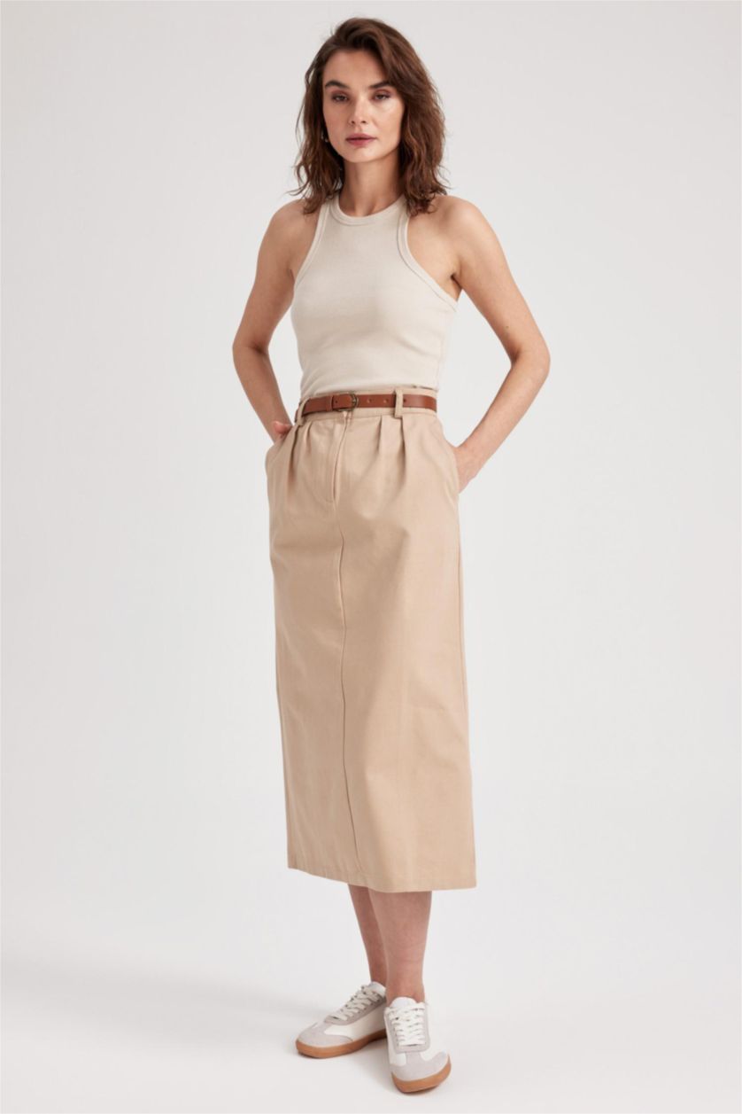 FEMME Beige Jupe La Gabardıne Taille Normale