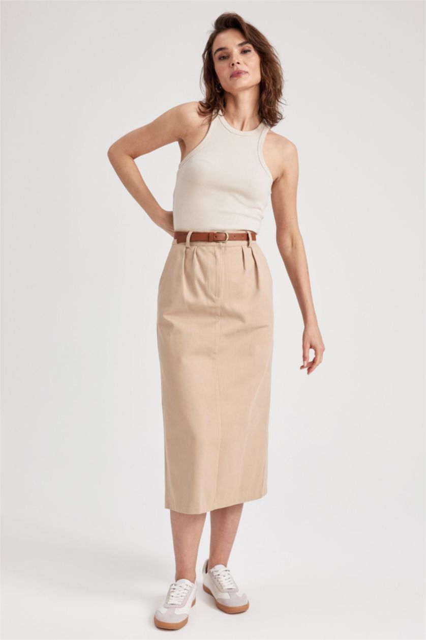 FEMME Beige Jupe La Gabardıne Taille Normale