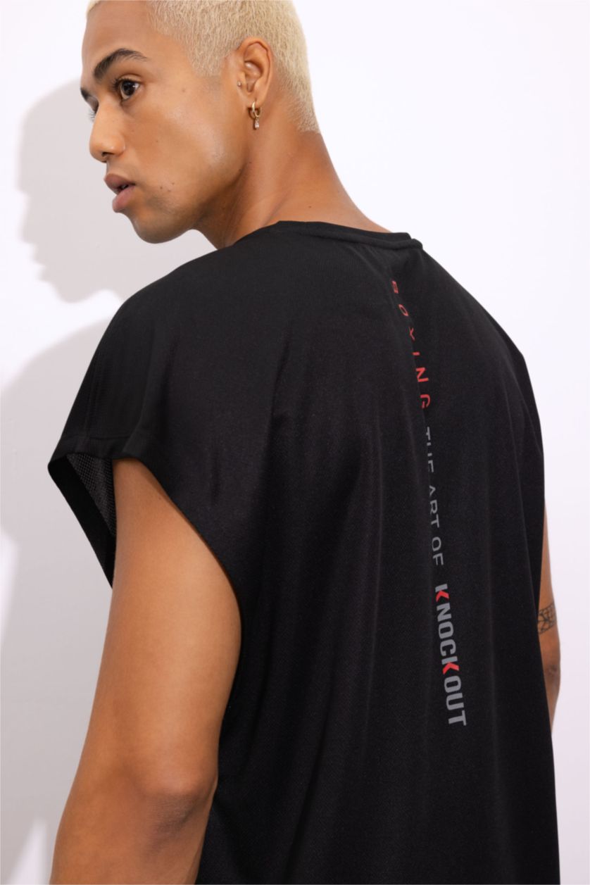 رجالي أسود تيشيرت كت رياضي اوفر سايز بريميوم من DeFactoFit