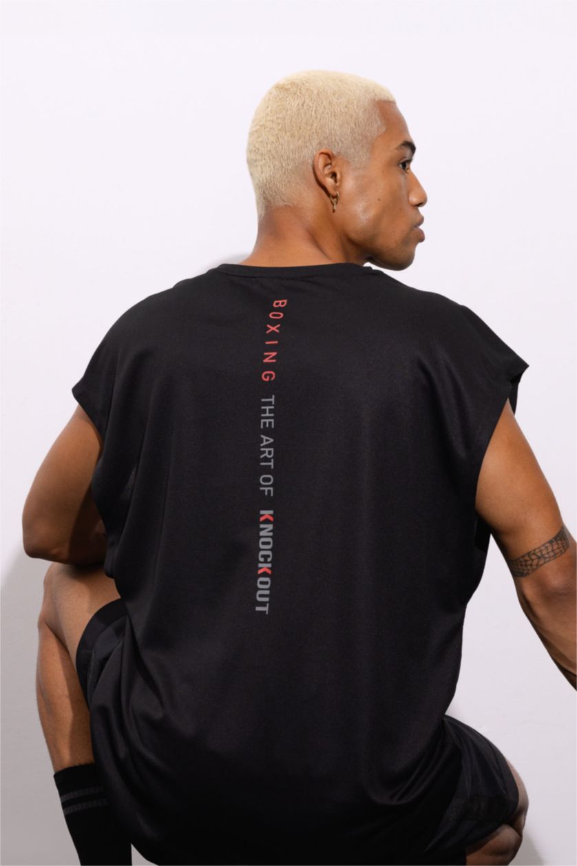 رجالي أسود تيشيرت كت رياضي اوفر سايز بريميوم من DeFactoFit