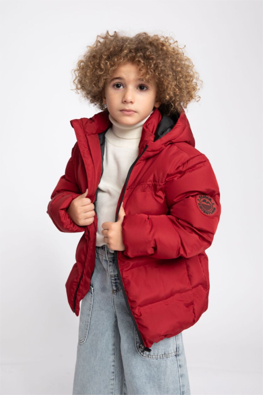 BOYS & TEENS Bordeaux Boy Hooded Water Repellent Puffer Jacket