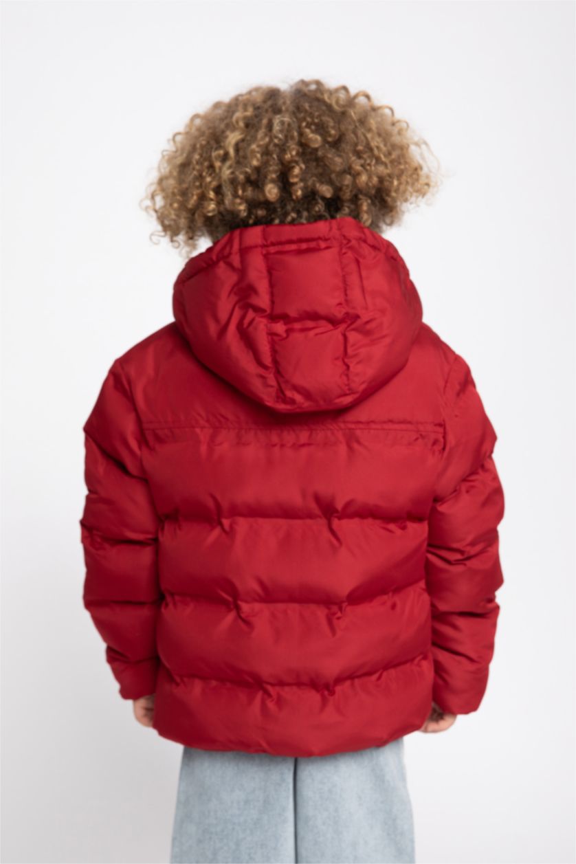 BOYS & TEENS Bordeaux Boy Hooded Water Repellent Puffer Jacket