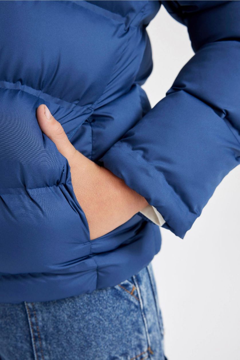 Erkek Çocuk - Genç Erkek İndigo Su Geçirmez Kapüşonlu Mont Erkek Çocuk