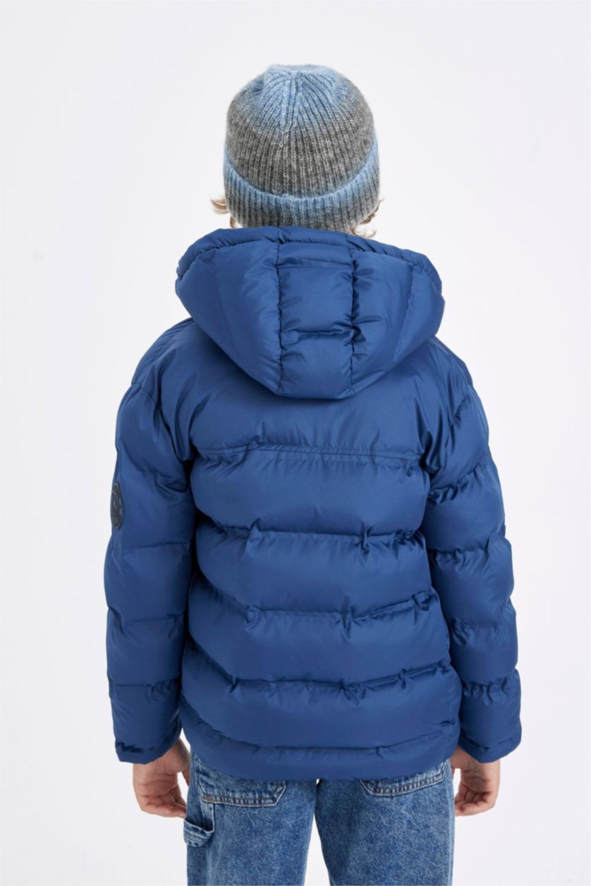 Erkek Çocuk - Genç Erkek İndigo Su Geçirmez Kapüşonlu Mont Erkek Çocuk