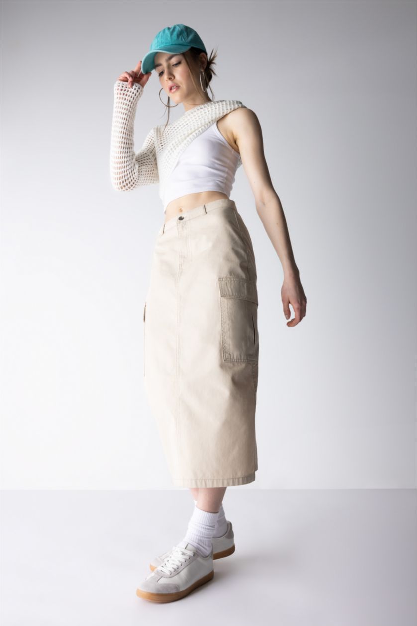 FEMME Beige Jupe La Gabardıne