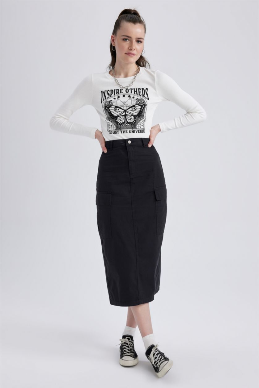 FEMME Noir Jupe La Gabardıne