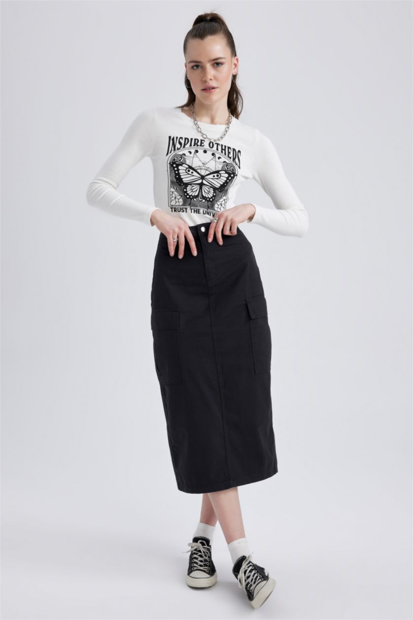 FEMME Noir Jupe La Gabardıne