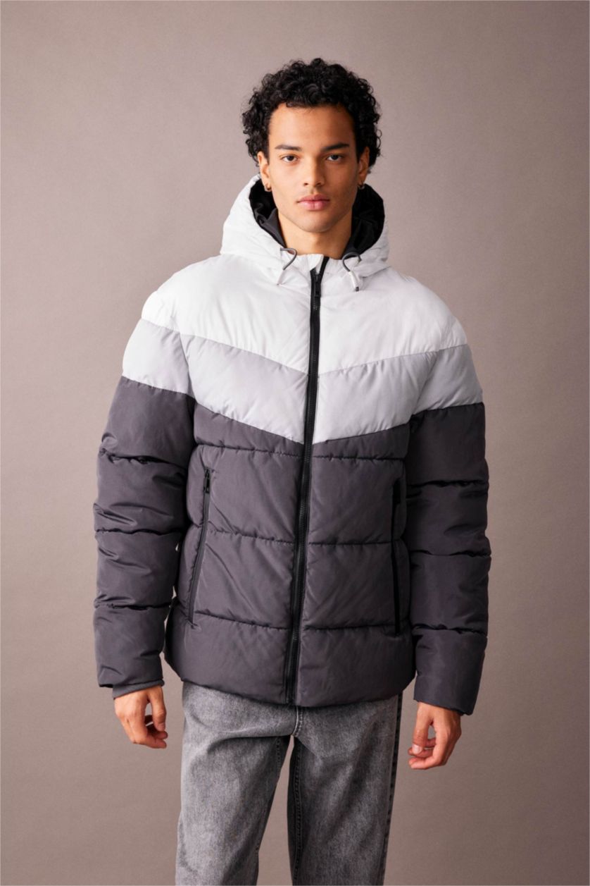 MAN Anthracite Water Repellent Zipper Puffer Jacket