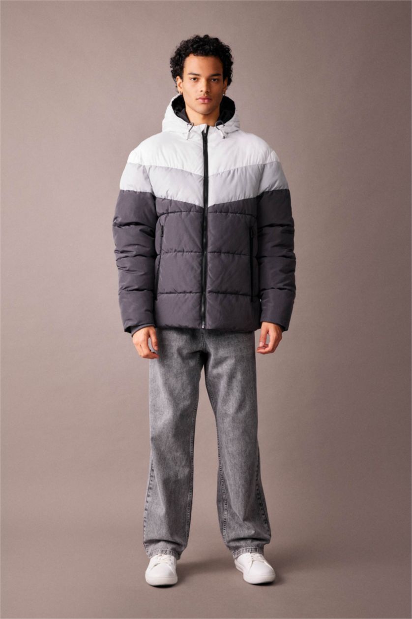 MAN Anthracite Water Repellent Zipper Puffer Jacket