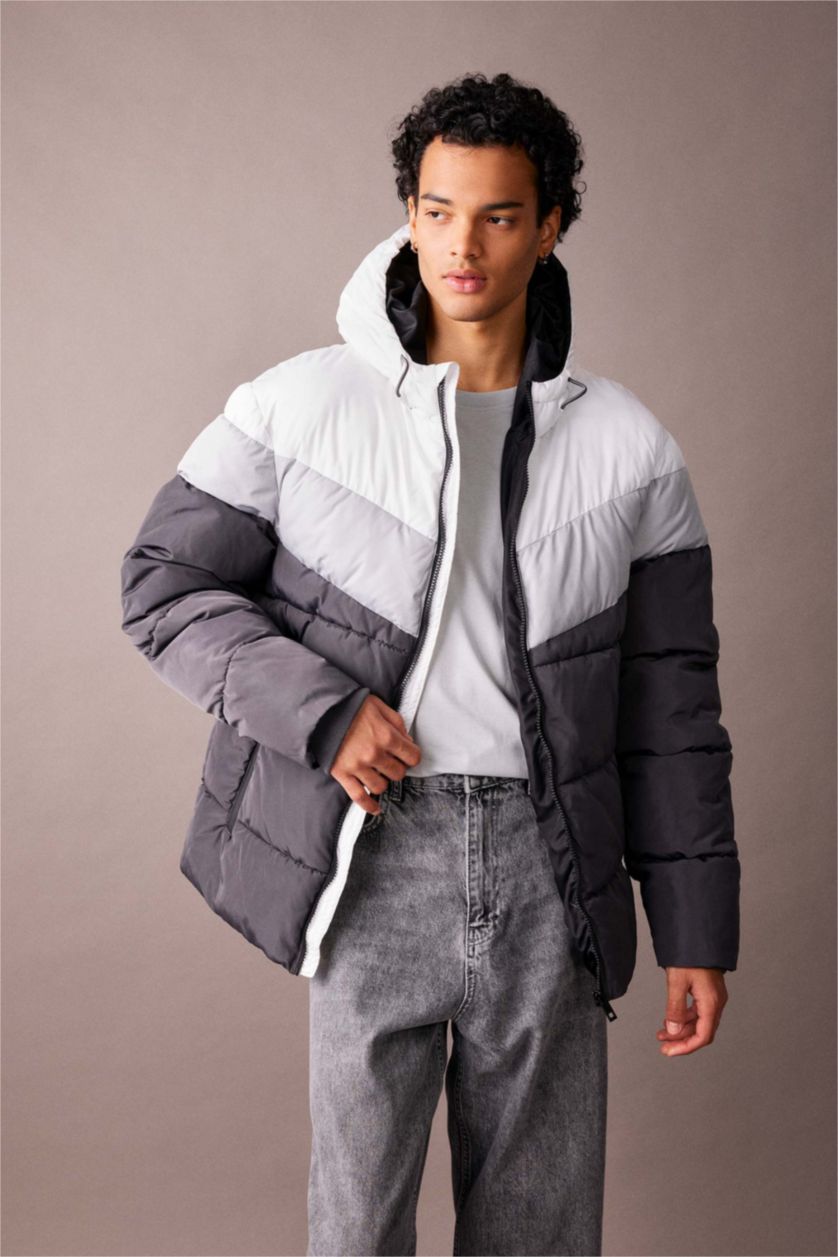 MAN Anthracite Water Repellent Zipper Puffer Jacket