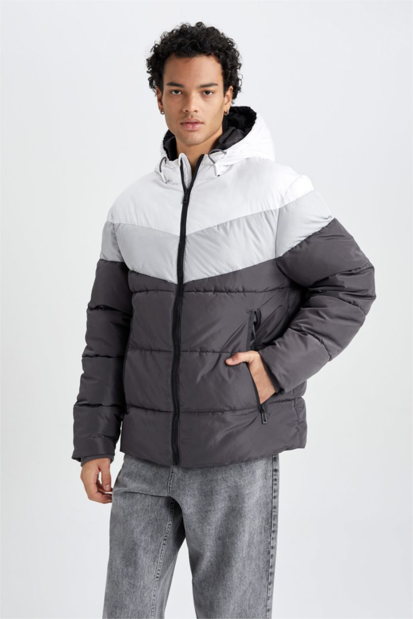 MAN Anthracite Water Repellent Zipper Puffer Jacket
