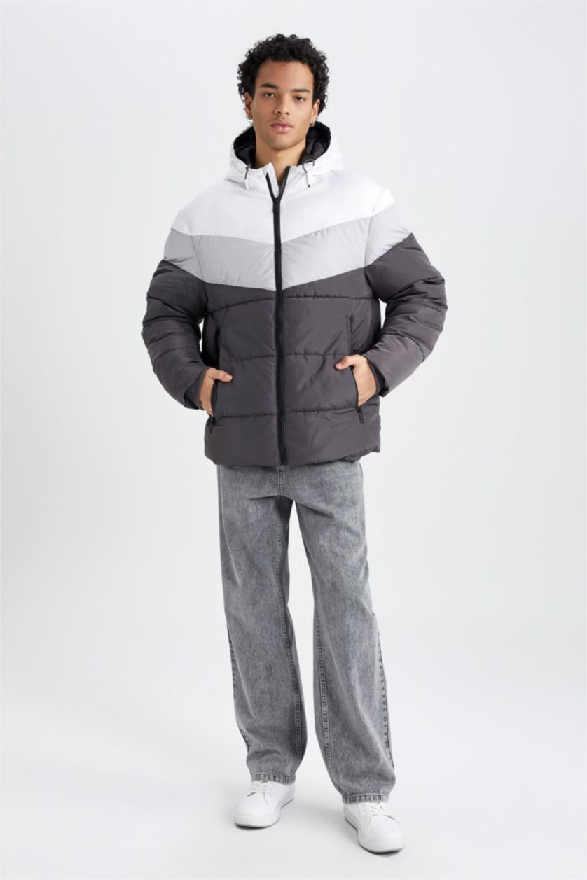 MAN Anthracite Water Repellent Zipper Puffer Jacket