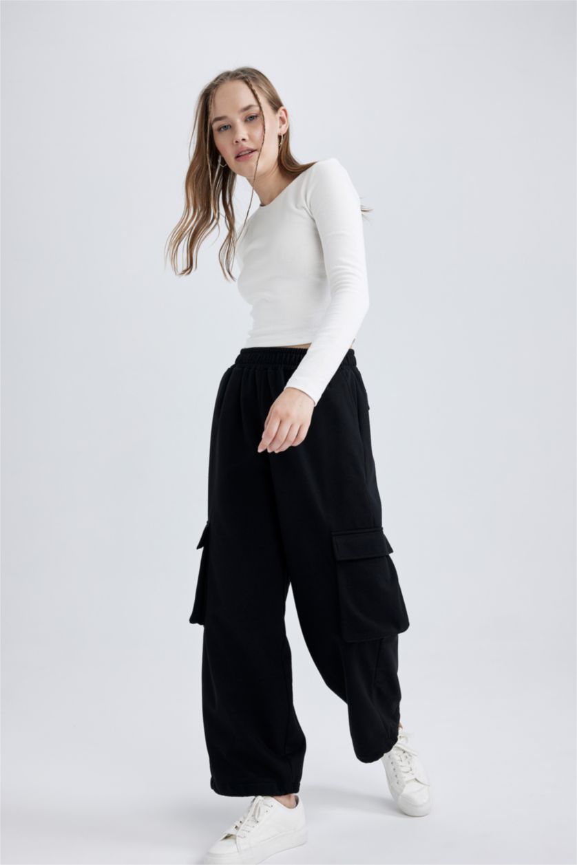 Kadın Siyah Loose Fıt Pantolon