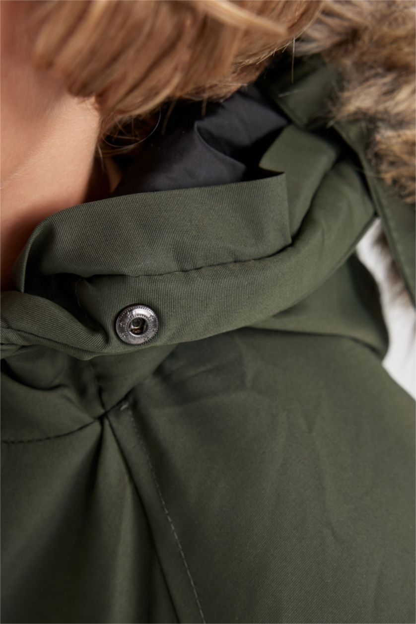 BOYS & TEENS Khaki Boy Hooded Plush Lining Parka