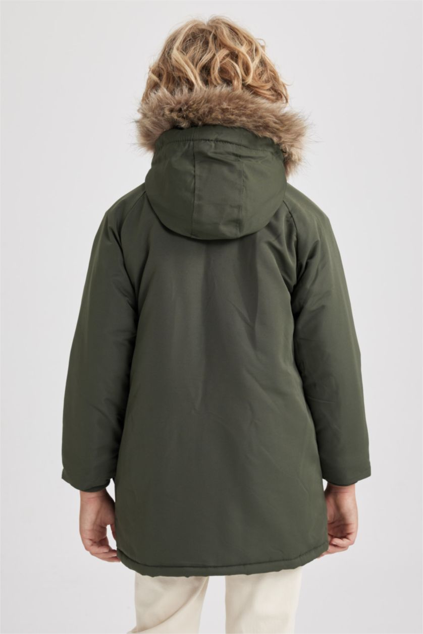 BOYS & TEENS Khaki Boy Hooded Plush Lining Parka