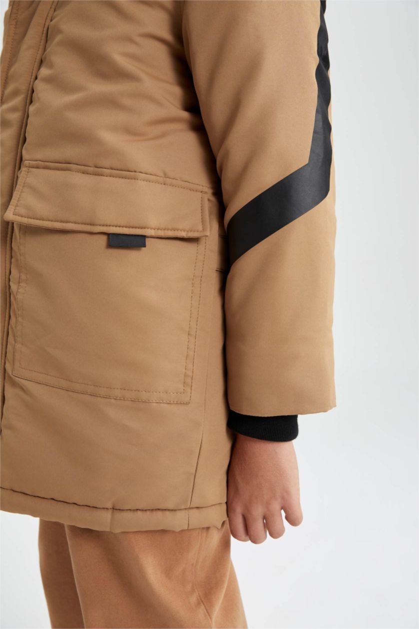 BOYS & TEENS Camel Boy Waterproof Removable Fur Hooded Plush Lining Jacket