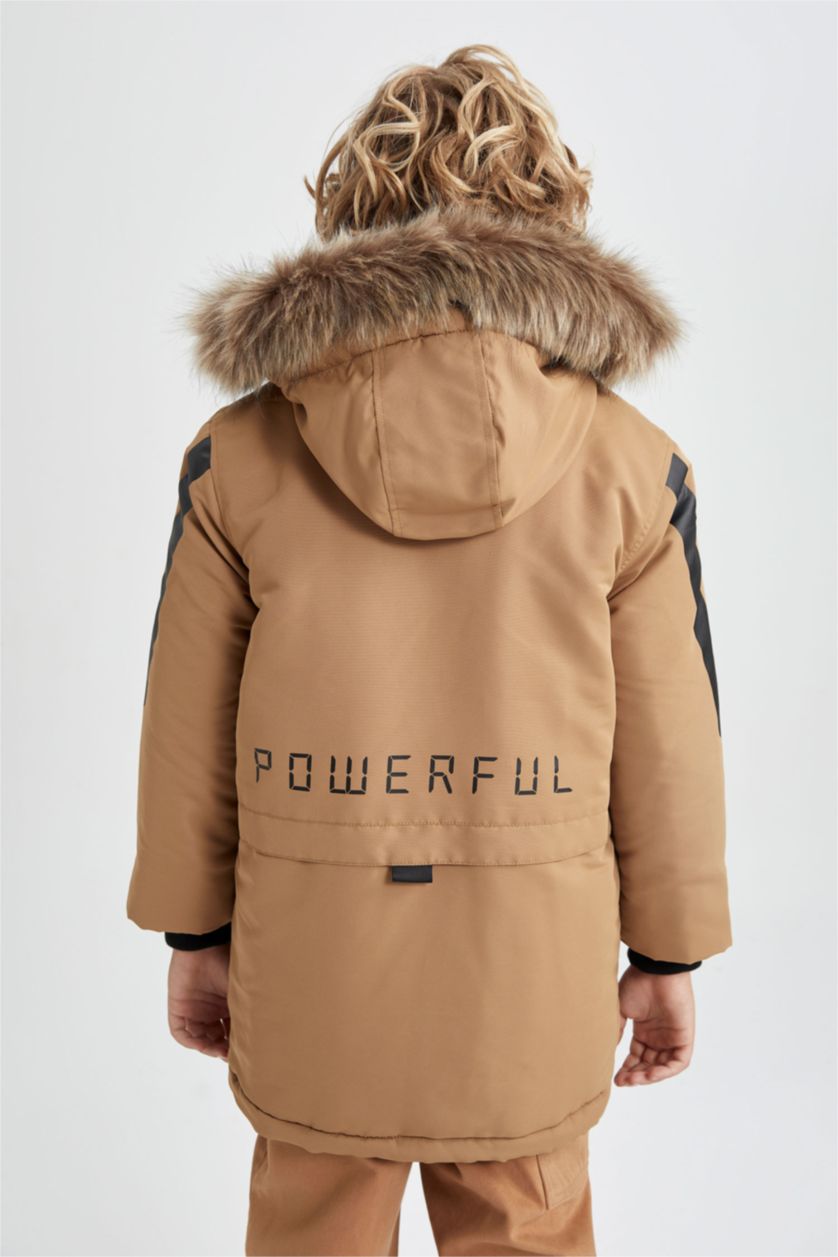 BOYS & TEENS Camel Boy Waterproof Removable Fur Hooded Plush Lining Jacket
