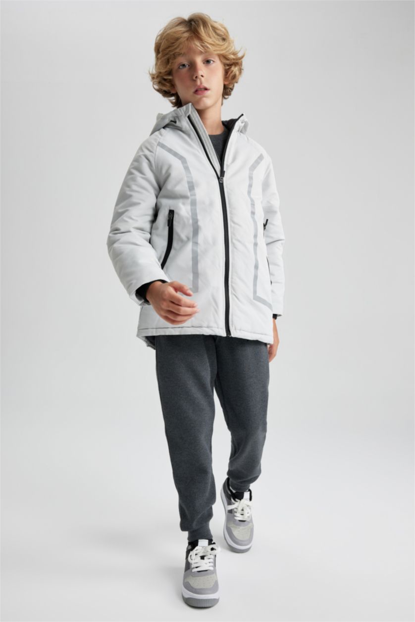 Мальчики и подростки Светло-серый Парка с капюшоном для мальчиков