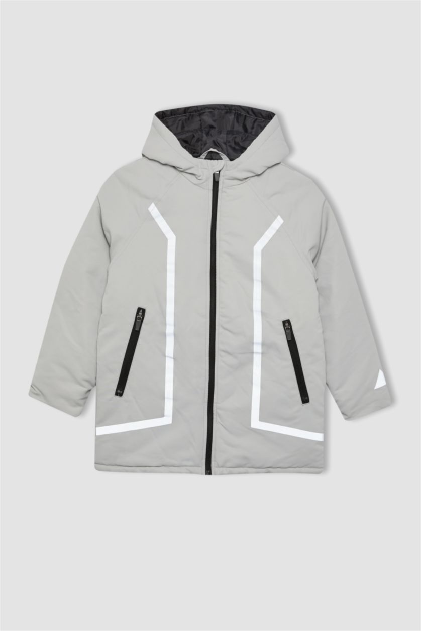 Мальчики и подростки Светло-серый Парка с капюшоном для мальчиков