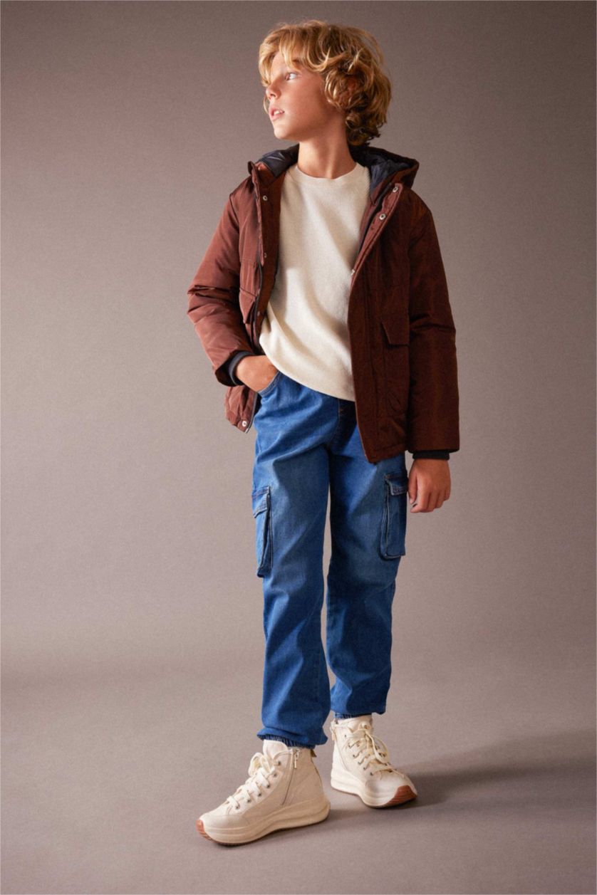 أولادي بني جاكيت بامب اولادي طارد للماء بكابيشون