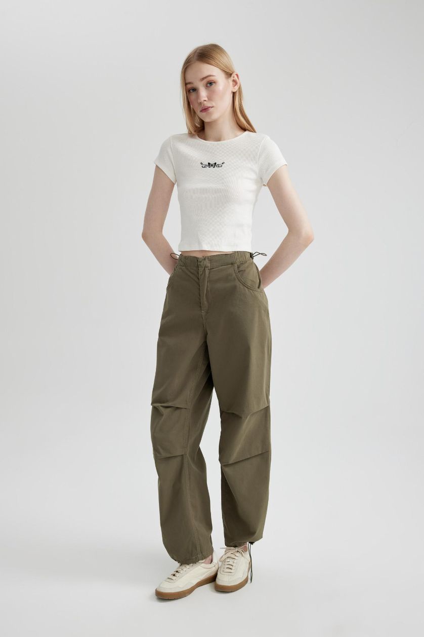 WOMAN Khaki Parachute Gabardine Trousers