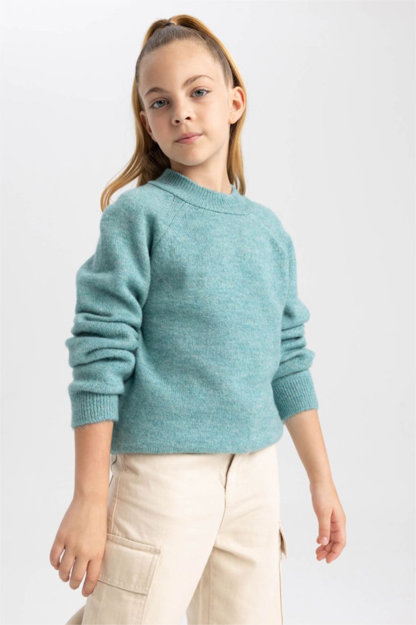 GIRLS & TEENS Light Green بلوفر قصة عادية