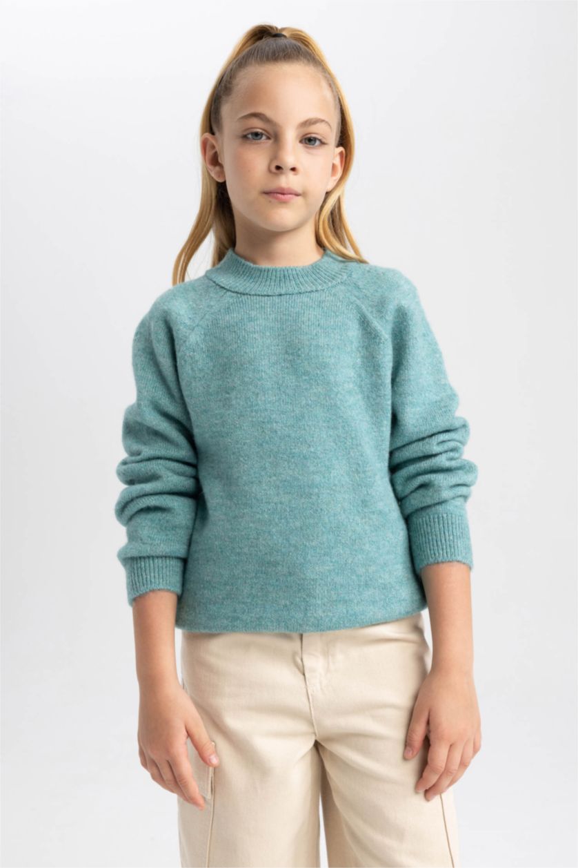 GIRLS & TEENS Light Green بلوفر قصة عادية