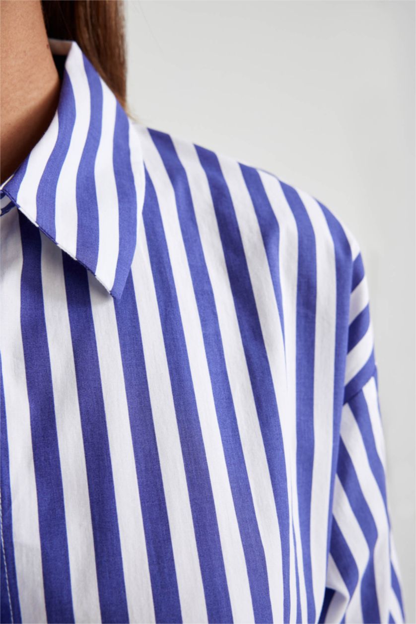 WOMAN Blue Oversize Fit Poplin Long Sleeve Shirt