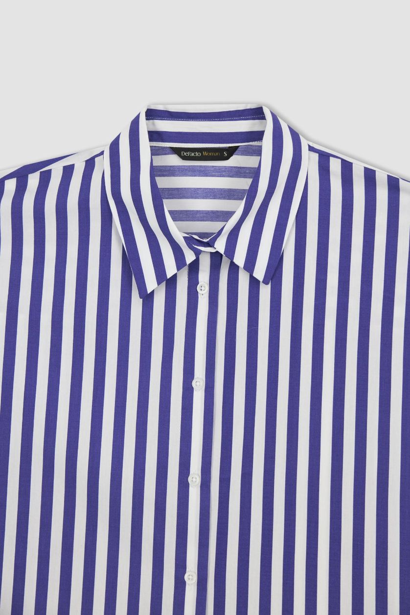 WOMAN Blue Oversize Fit Poplin Long Sleeve Shirt