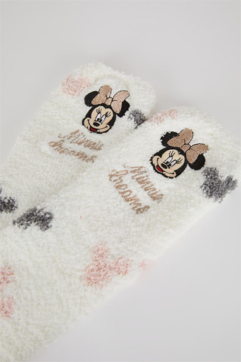 Kız Çocuk - Genç Kız Beyaz Kız Çocuk Disney Mickey & Minnie Pamuklu Havlu Çorap