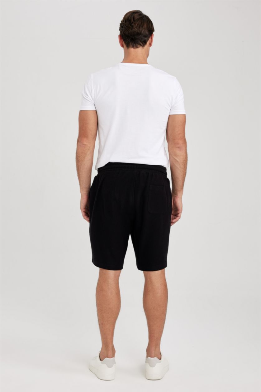 رجالي أسود شورت منسوج بقصة عادية