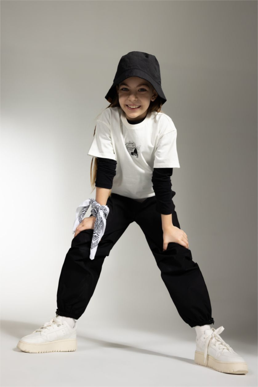 Kız Çocuk - Genç Kız Siyah Kız Çocuk Paraşüt Pantolon