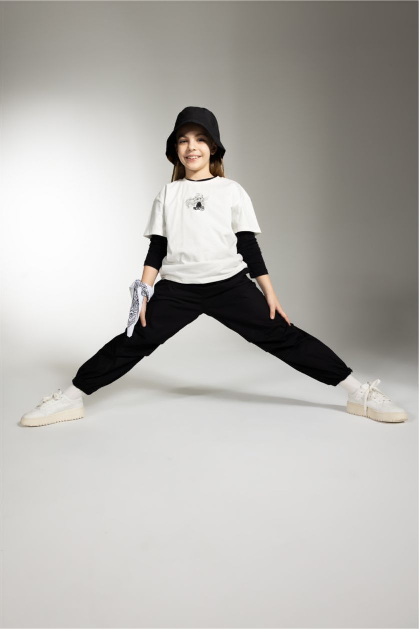 Kız Çocuk - Genç Kız Siyah Kız Çocuk Paraşüt Pantolon