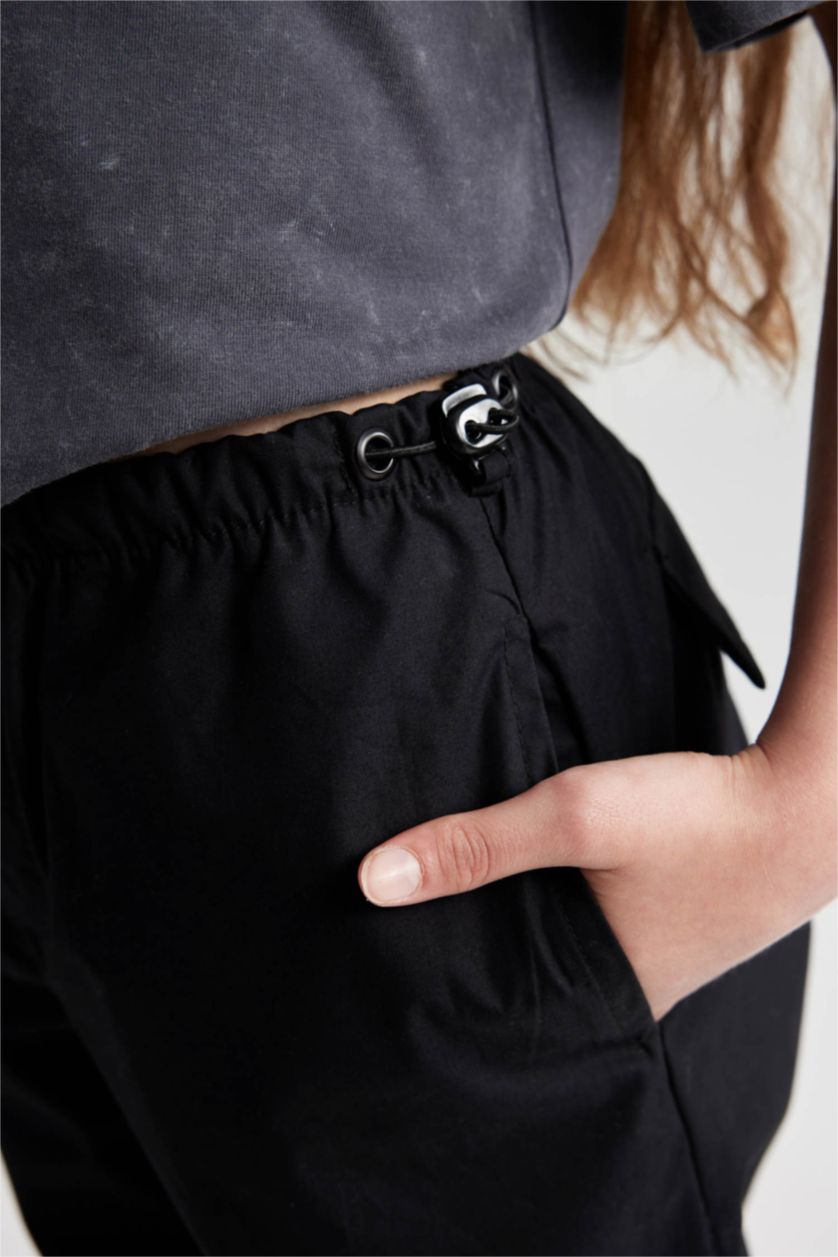 Kız Çocuk - Genç Kız Siyah Kız Çocuk Paraşüt Pantolon