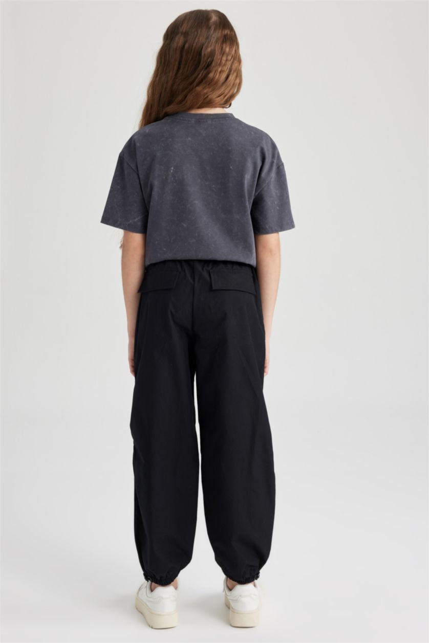 Kız Çocuk - Genç Kız Siyah Kız Çocuk Paraşüt Pantolon