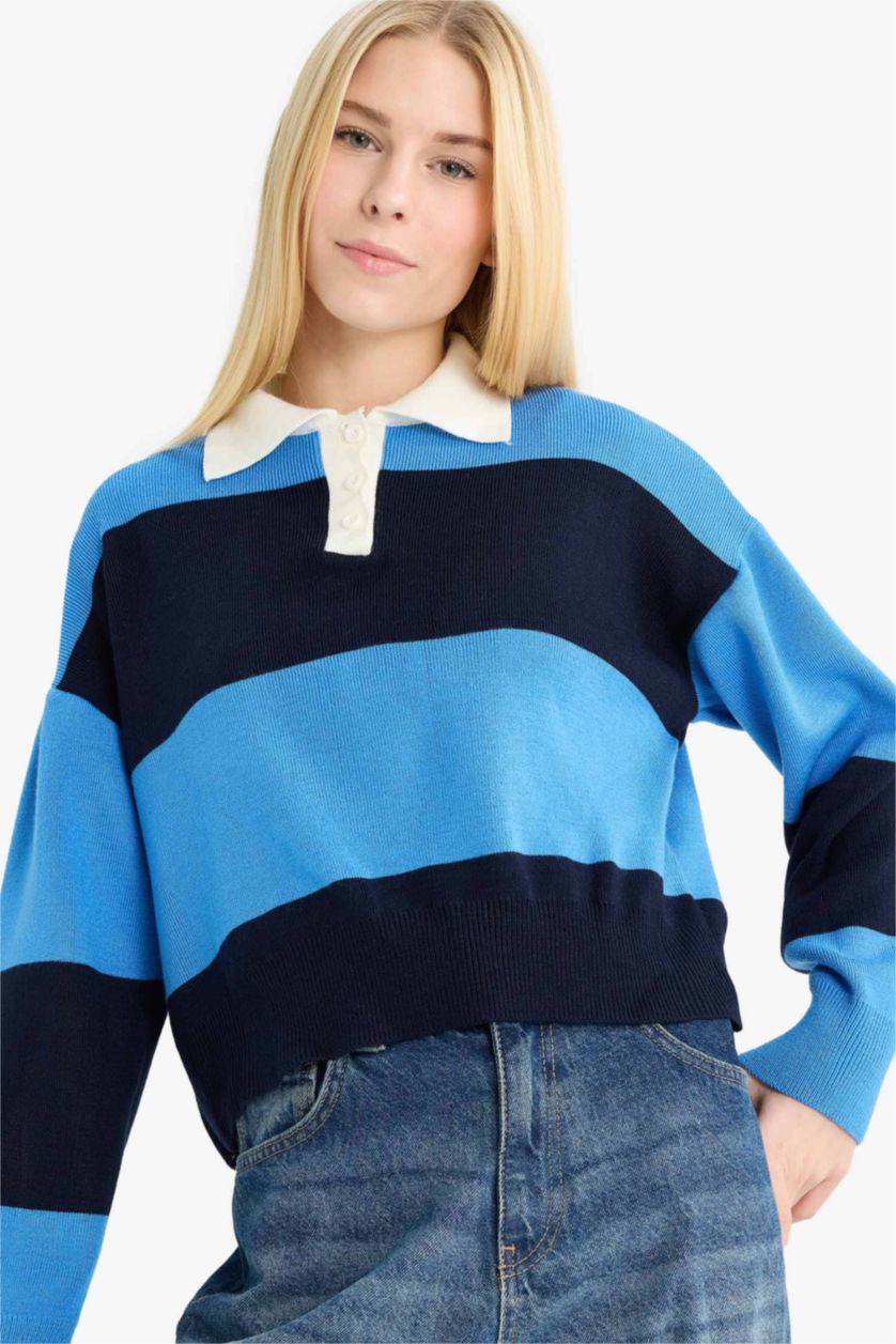 FEMME Marin Pull à col polo Coupe régulière