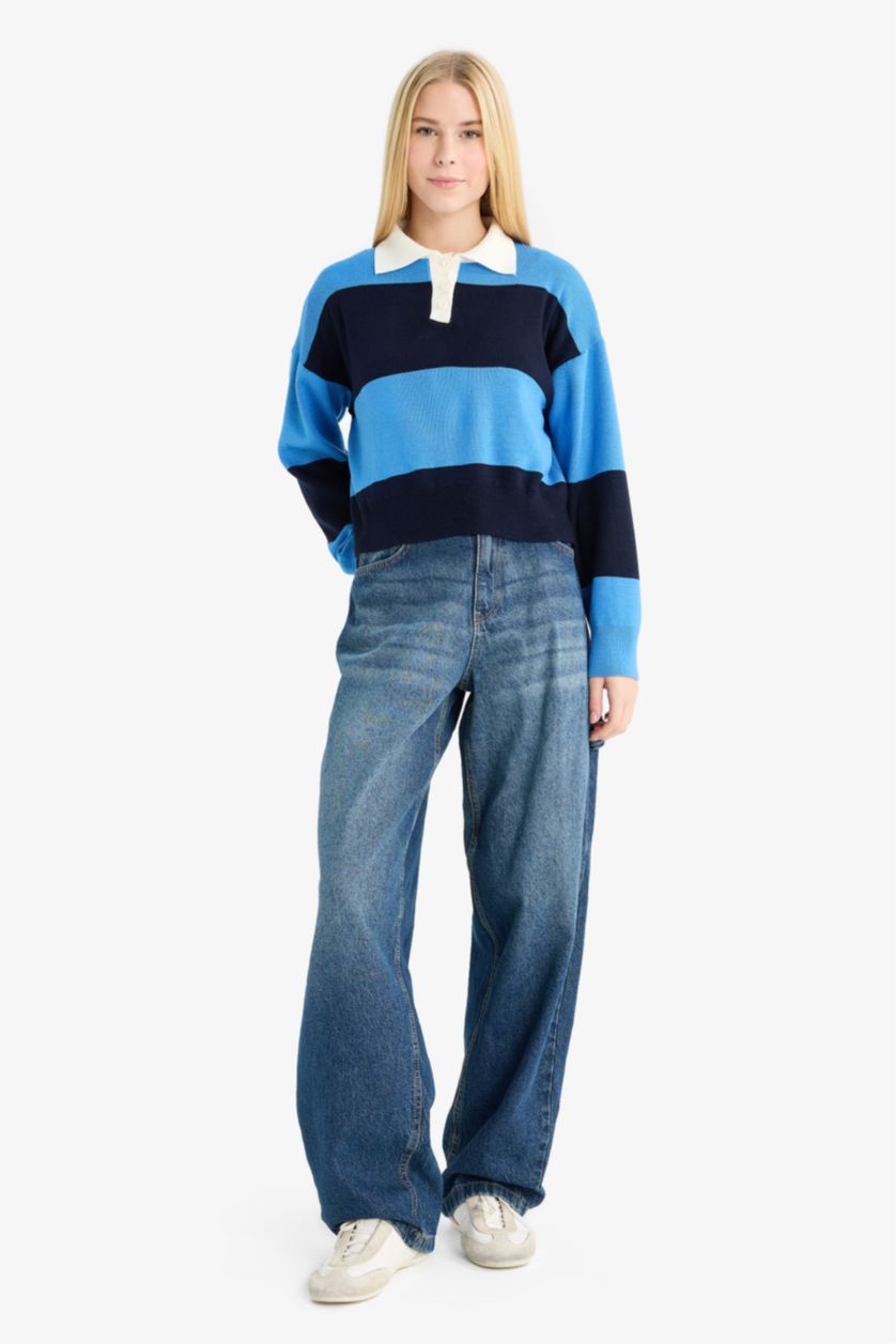 FEMME Marin Pull à col polo Coupe régulière