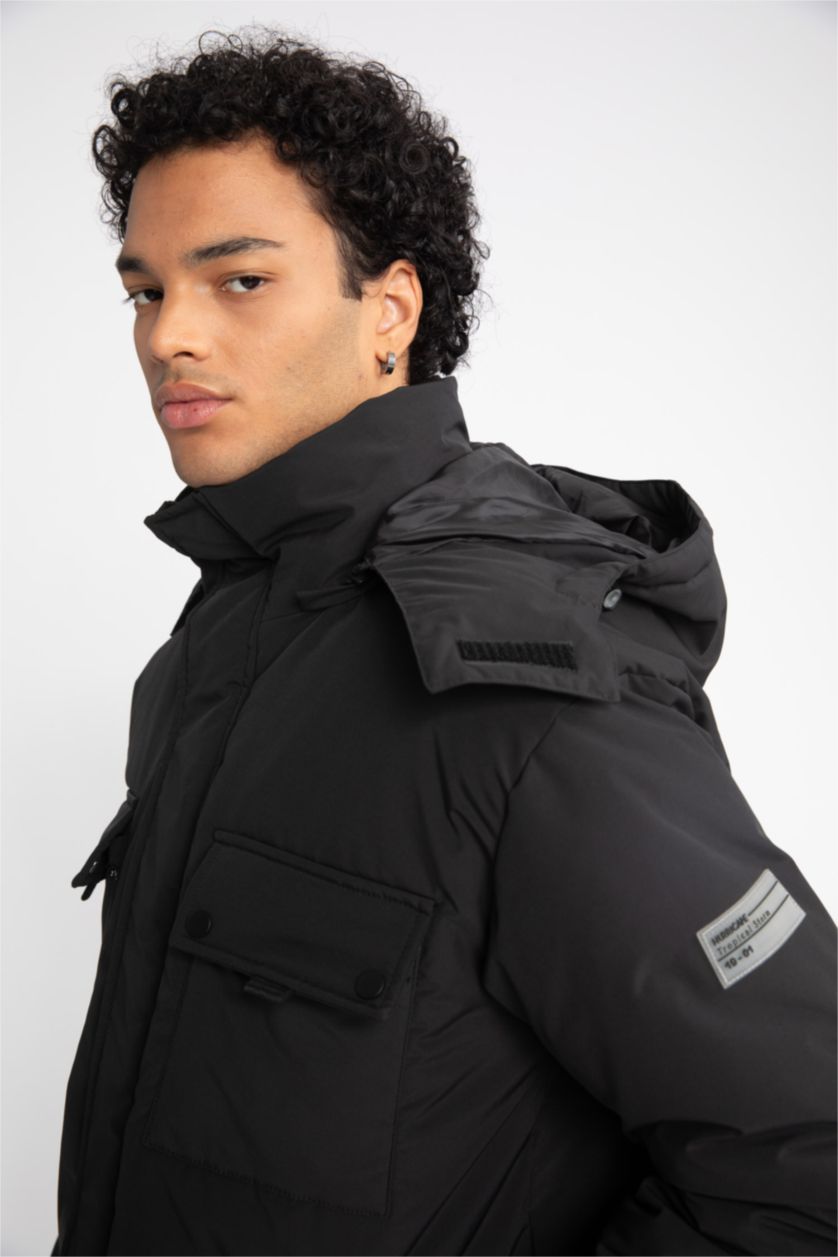 MAN Black Water Repellent Regular Fit Puffer Jacket