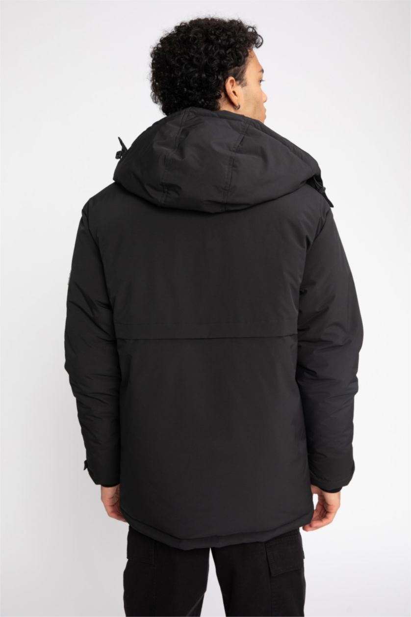 MAN Black Water Repellent Regular Fit Puffer Jacket
