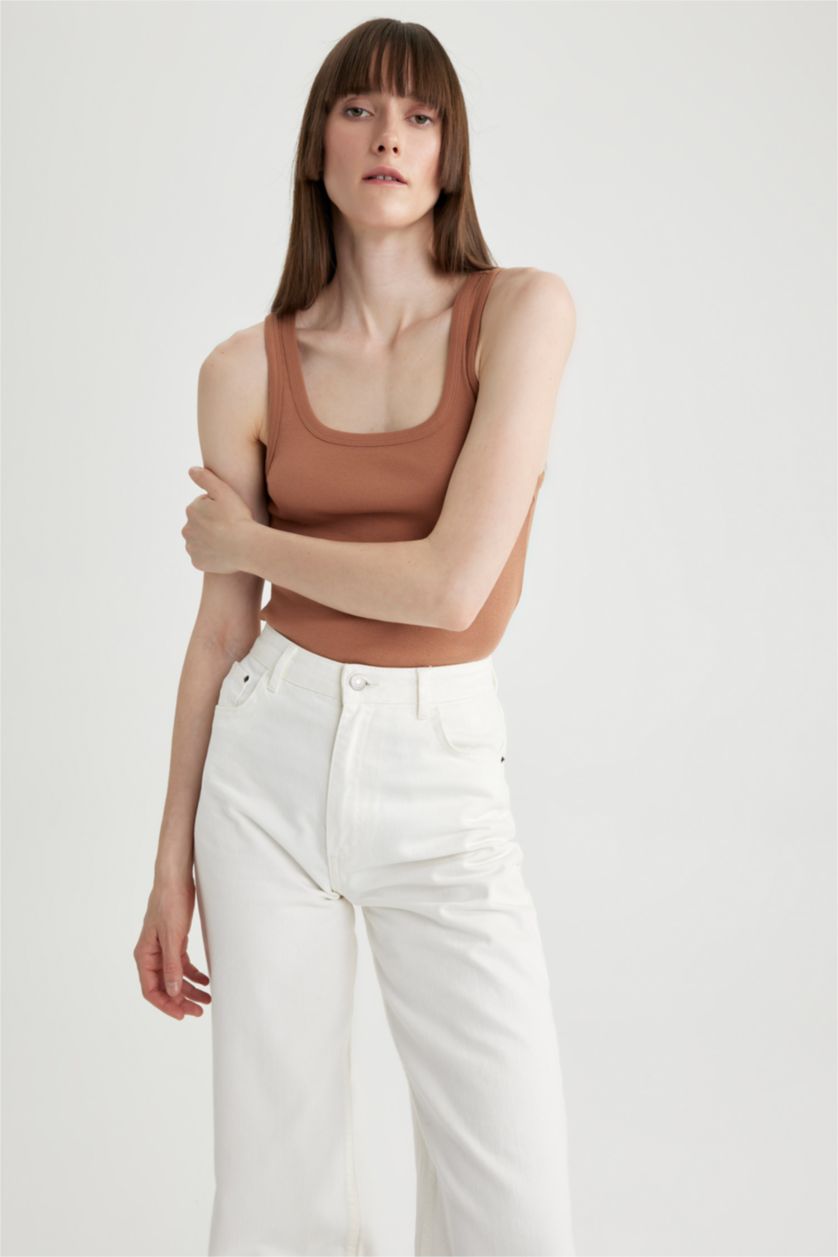 FEMME Marron Foncé Coupe slim raccourcie