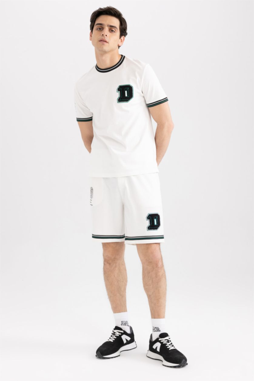 HOMME Écru T-shirt à manches courtes Coupe Régulière Imprimé Col rond