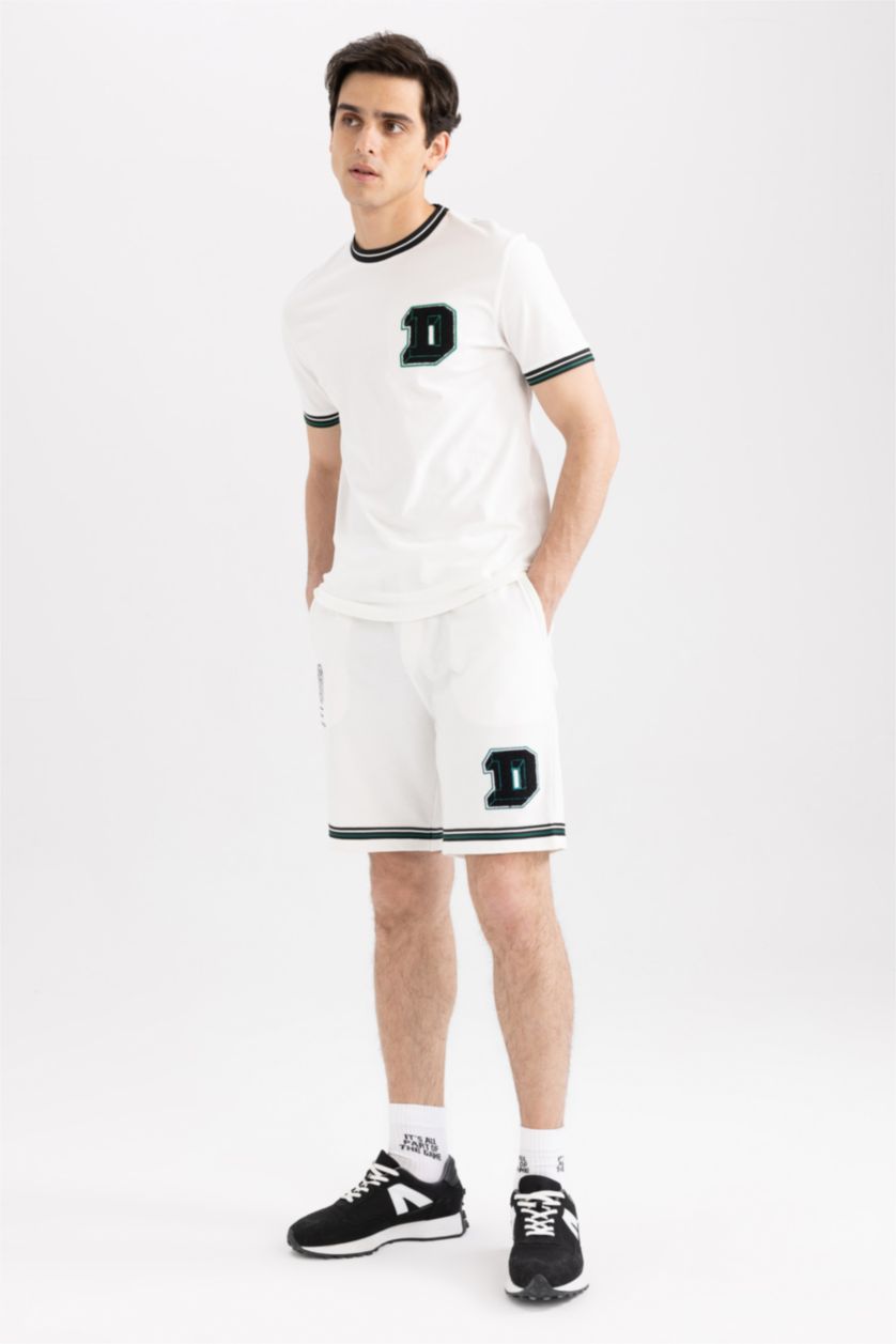 HOMME Écru T-shirt à manches courtes Coupe Régulière Imprimé Col rond