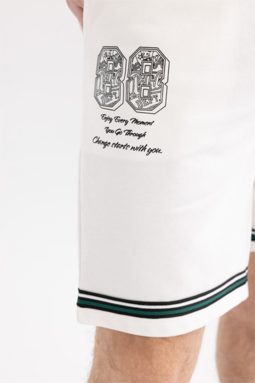 HOMME Écru T-shirt à manches courtes Coupe Régulière Imprimé Col rond