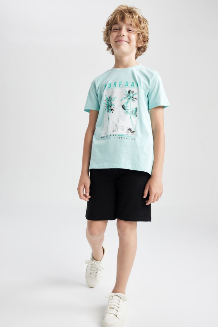 BOYS & TEENS Aqua تيشيرت نص كم قصة عادية