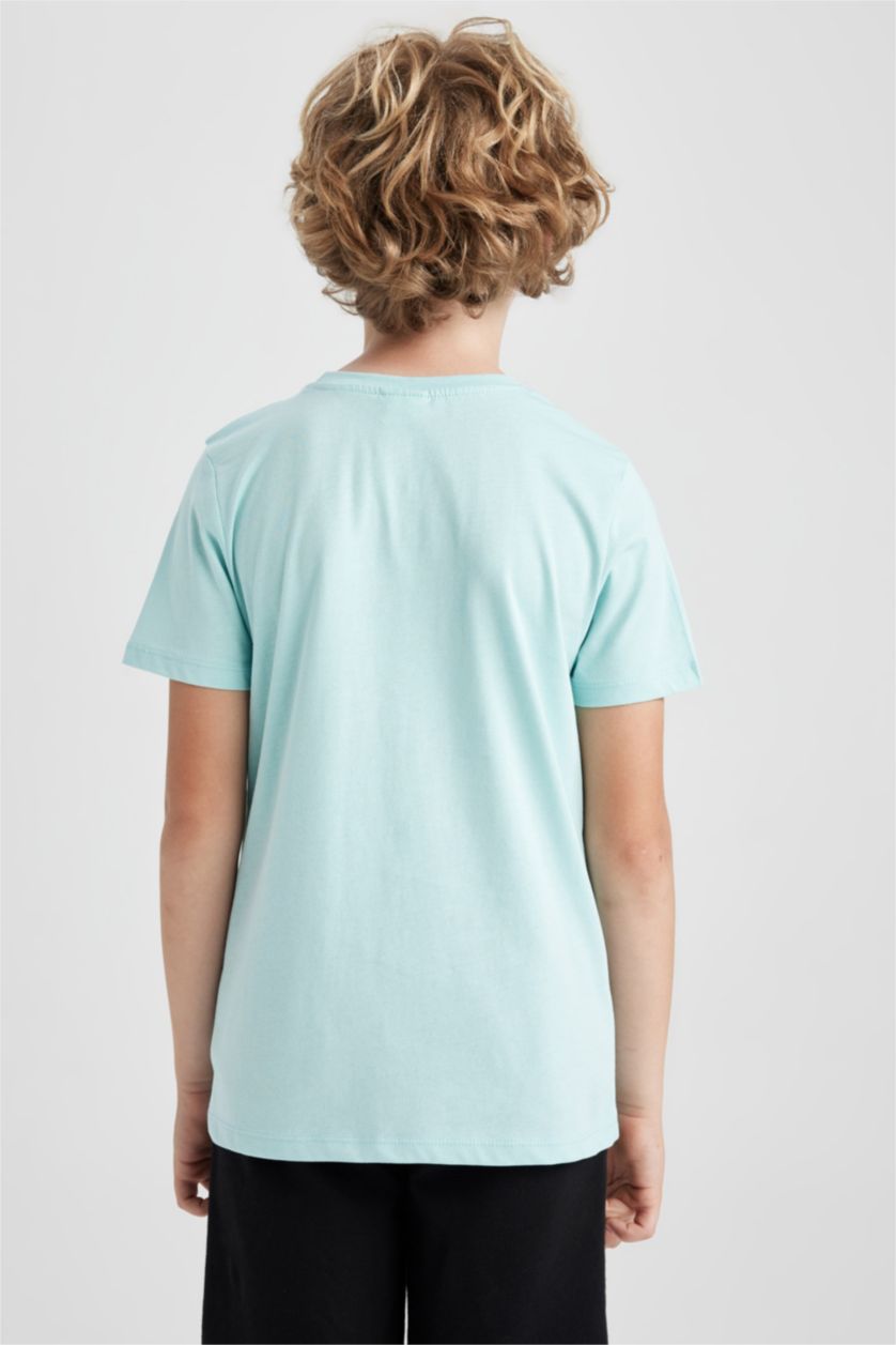 BOYS & TEENS Aqua تيشيرت نص كم قصة عادية