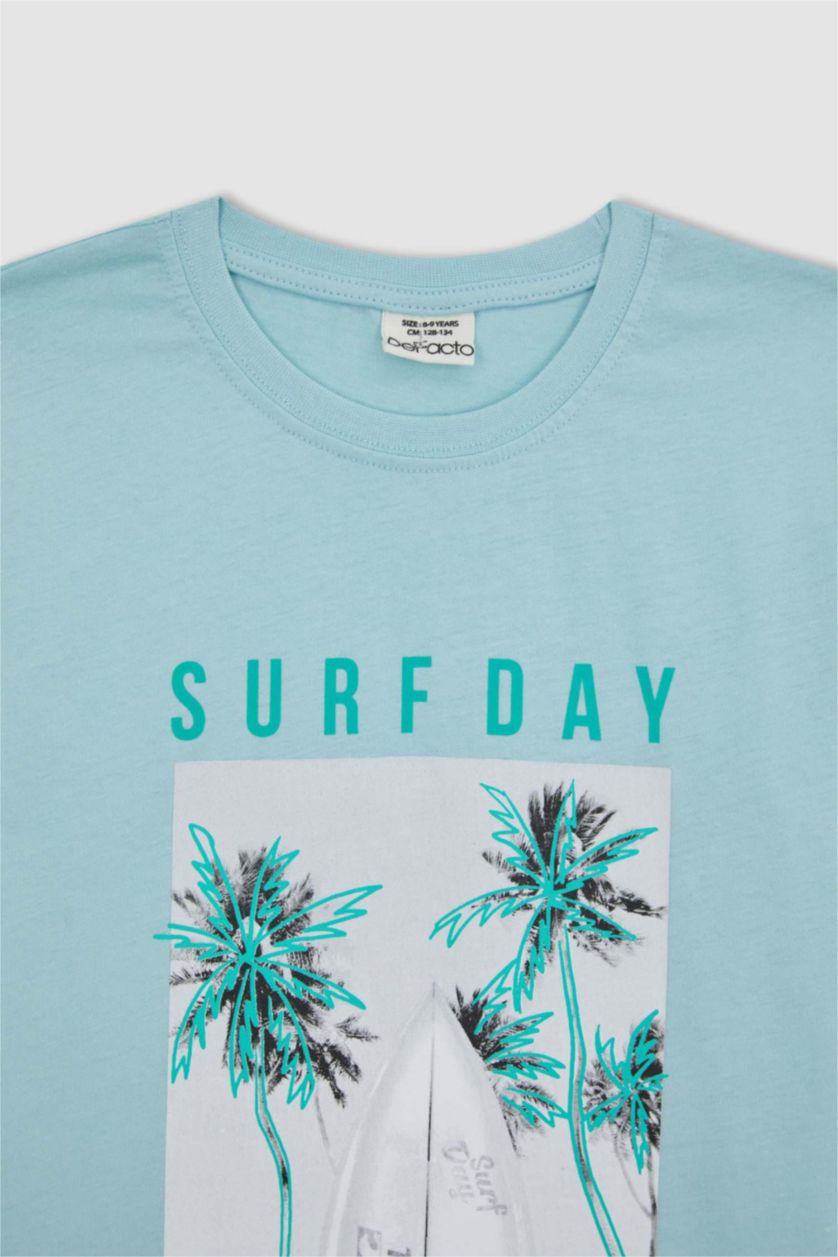 BOYS & TEENS Aqua تيشيرت نص كم قصة عادية