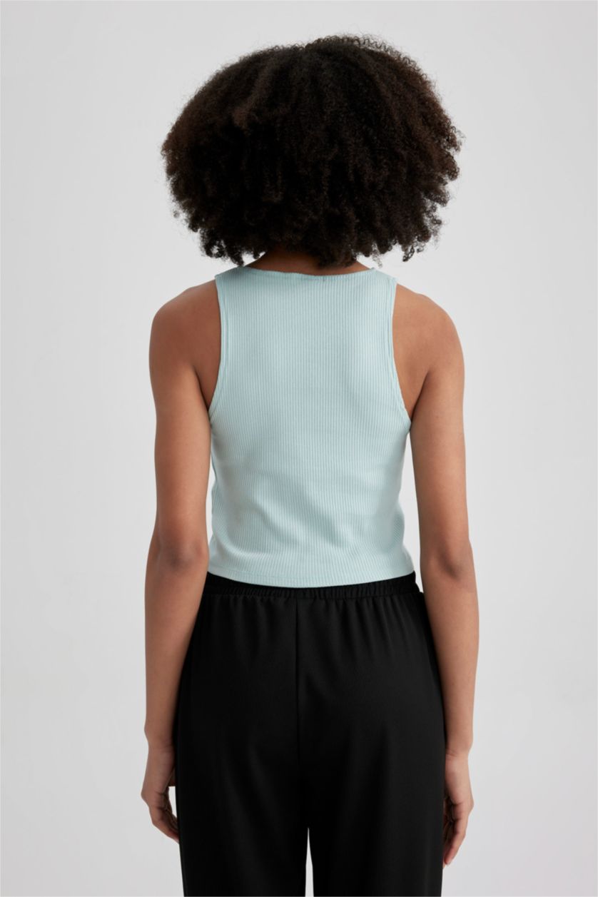 نساء نعناع ديباردور قصير برقبة مستديرة من DeFactoFit