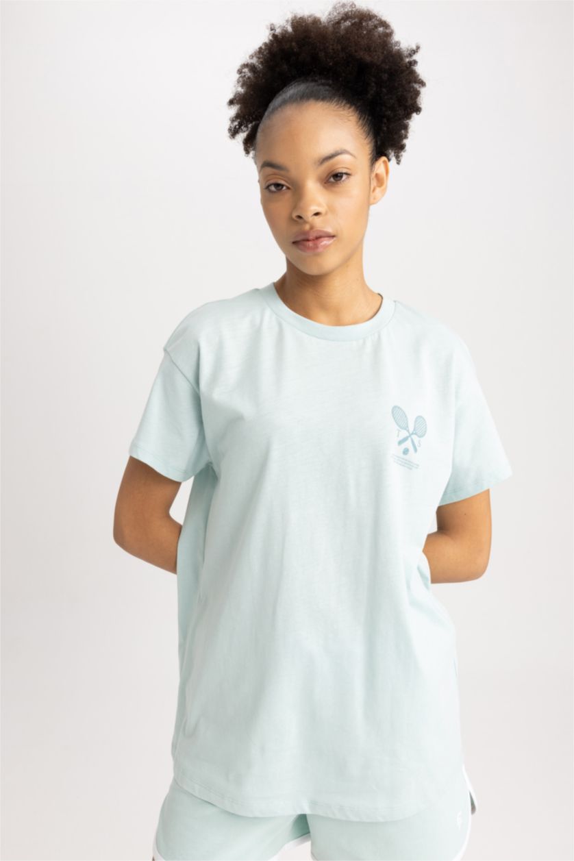 WOMAN Mint Oversize Slogan Printed Sports T-Shirt