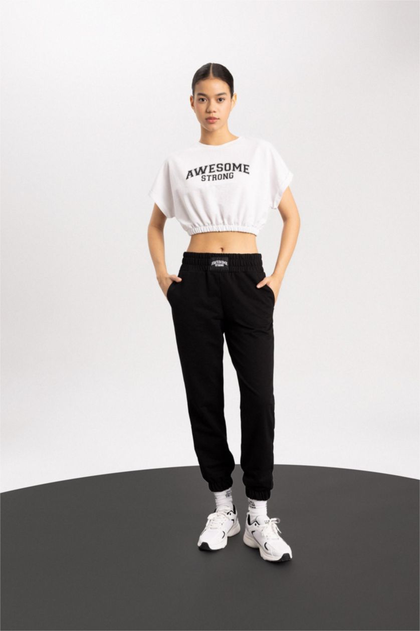 FEMME Noir Pantalon Tissu Sweat Fin Coupe standard DeFactoFit Jogging