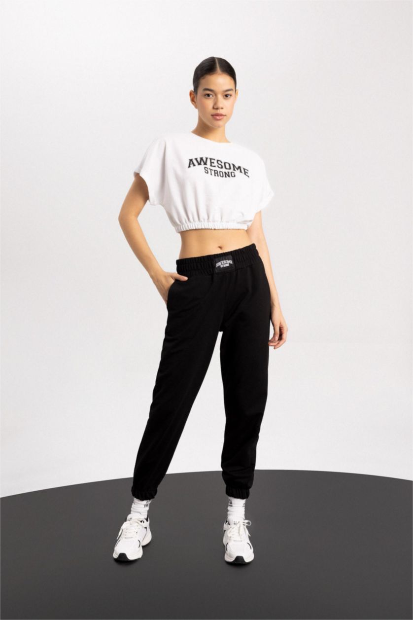 FEMME Noir Pantalon Tissu Sweat Fin Coupe standard DeFactoFit Jogging